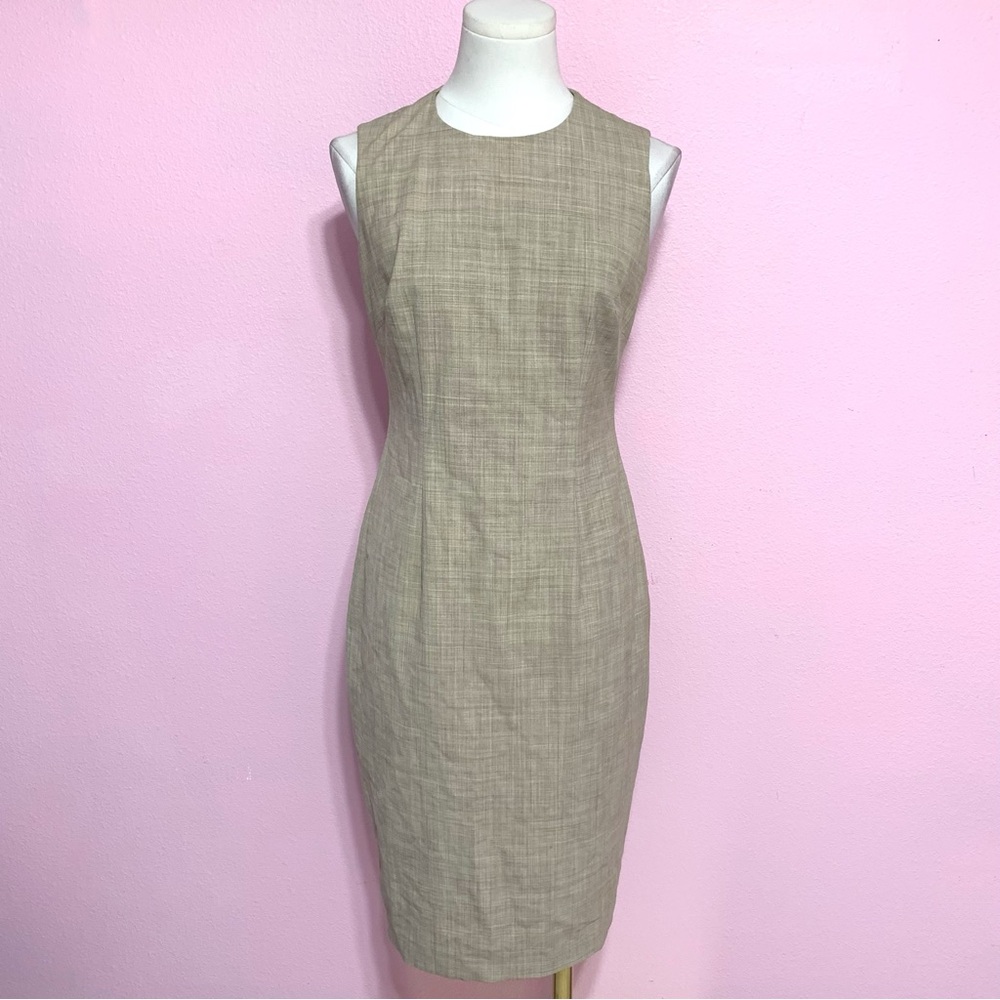 Vintage 90’s Laundry By Shelli Segal Beige Wool Blend Midi Dress 2